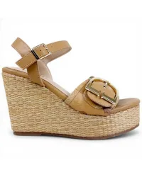 Alviero Martini Prima Classe Sandalo Zeppa H100 Donna Noce Taglia 38 in Tessuto Geo Classic