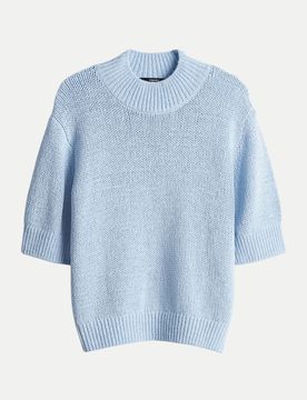 Kurzarm-Strickpullover Tavery Blau 42