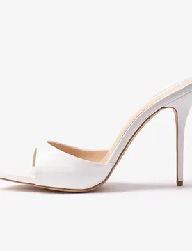 Arden Furtado Summer Thin heels white Peep toe Mules pointed Slip-on Super high heel Word slippers Extra large siz Wedding shoes - Aliexpress - FashionsVida