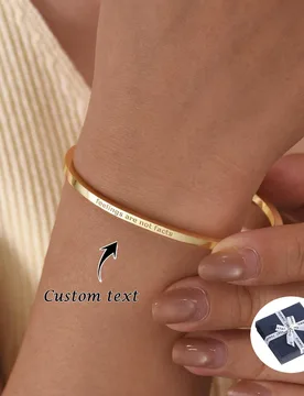 Pieza [Personalizado] Brazalete de barra de letra minimalista, brazalete de brazalete abierto de acero inoxidable, brazalete abierto elegante, texto/f - Shein - FashionsVida