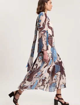 Womens Petite Paisley Blue Pleated Woven Maxi Dress - Size 8 Uk - Karen millen - FashionsVida