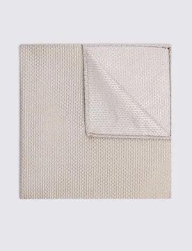 Woven Textured Pure Silk Pocket Square Champagne male - MOSS - FashionsVida