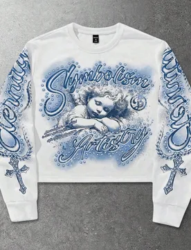 Sudadera de cuello redondo con estampado de letras y ángel para hombre - Shein - FashionsVida