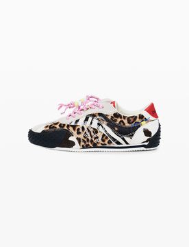 Zapatillas patchwork animal print, Mujer, Cow Leather, Negro, 36