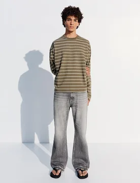 Jean Straight Flare Homme 40 Gris - Bershka - FashionsVida