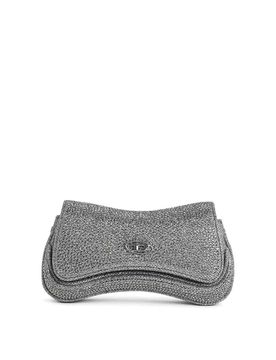 Pochette Play In Tessuto Glitter Argento