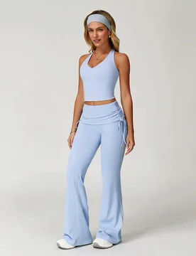 Conjunto de 2 piezas" Conjunto de mujer Traje de yoga Chaleco Pantalones acampanados Conjunto de ropa deportiva Alta elasticidad Traje de fitness para - Shein - FashionsVida