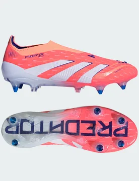Predator Elite Laceless Soft Ground Boots 40 2/3 Signal Coral / Cloud White / Beam Orange - Adidas - FashionsVida