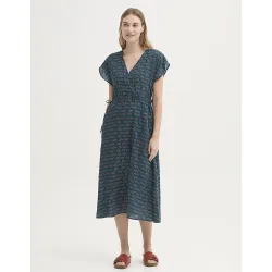 Vestido midi estampado con escote de pico