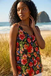 Womens Floral Buttoned Vest Top - Red - Size 12 Uk