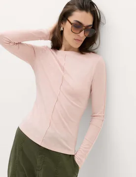 Marl Long Sleeve Top with Wool Pink Shell female - M&S - FashionsVida