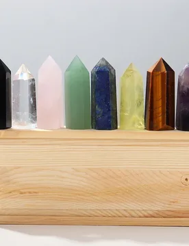 Hexagonal Crystal Point Set Box 8Pcs Healing Chakra Gemstone Column Beads 4-5CM In Wood Box Display for Home Office Decoration - Aliexpress - FashionsVida