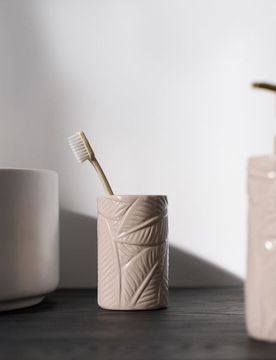 Portaspazzolini con motivo vegetale - beige