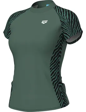 Swim S/s Rash Allover Damen T-Shirt, grün XL