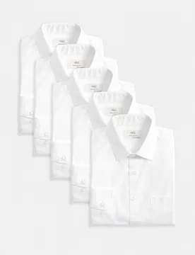 Pack Regular Fit Easy Iron Long Sleeve Shirts White Mix male - M&S - FashionsVida