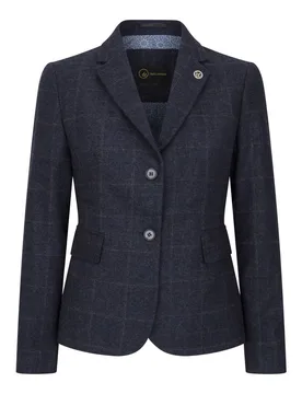 Women's Tailored Fit Tweed Formal Blazer - Blue - Size: 8 - Infinity Leather - FashionsVida