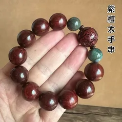 African small-leaf rosewood bracelet, single-loop, unisex cultural accessory, Buddhist beads, carved Pixiu, ethnic-style jewelry