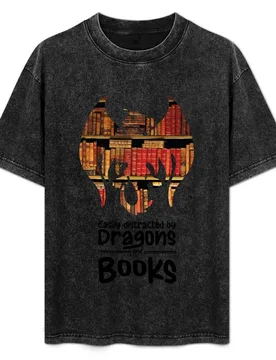 Easily Distracted by Dragons and Books Dragon Lovers and Book Lovers T-Shirt Casual Street Style Short Sleeve Tee - Aliexpress - FashionsVida