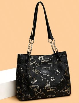 Bolso de lona con bordado de mariposa para mujer, de gran capacidad para compras y viajes, bolso de mariposa de