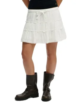 Minigonna Cheesecloth Tiered Off White 2XS - Superdry - FashionsVida