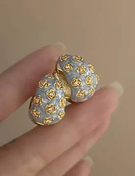 New Retro Blue/White Rose Flower Paved Hoop Earrings for Women Elegant Drip Oil Flower Earrings Fashion Jewelry Party Gift - Aliexpress - FashionsVida
