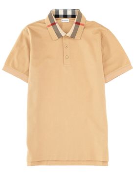 Check Collar Cotton Polo Shirt