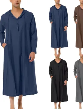 Mens Muslim Arabia Casual Long Sleeve Pocket Loose Robe Shirt Muslim Robe Solid Elegant Roll-Up Sleeves Men'S Checkered Shirt - Aliexpress - FashionsVida