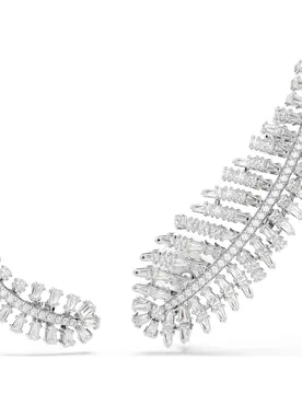 Orecchini Vienna, Taglio misto, Piuma, Bianchi, Placcato rodio OS - Swarovski - FashionsVida