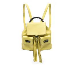Leather Bamboo Tassel Backpack
