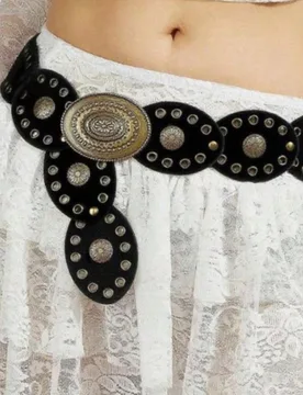 Pieza Cinturón de mujer estilo vaquero bohemio, cinturón de cintura bohemio, cinturón de estilo occidental, cinturón de terciopelo y parches góti - Shein - FashionsVida