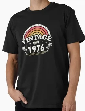 S Retro Born in 1976 vintage 50th birthday gift Gift T shirt Men's 100% cotton Short Sleeve Graphic clothes All size tee S-6XL - Aliexpress - FashionsVida