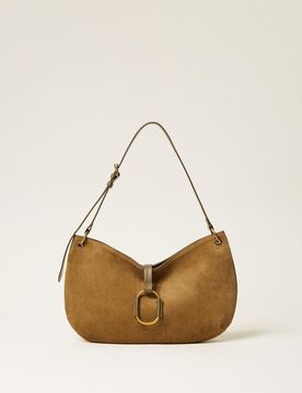 Besace ronde en cuir velours