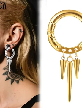 Giga 2Pcs 316L Stainless Steel Ear Weights Hangers &Pointed cone Stretcher Plugs Piercing Body Jewelry Hip-Hop Hypoallergenic - Aliexpress - FashionsVida