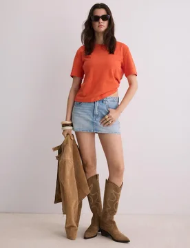 Basic-T-Shirt im Regular-Fit, Heavy Weight Orange XS - Stradivarius - FashionsVida