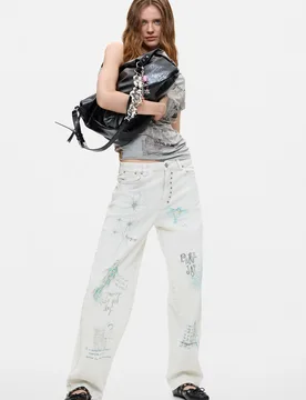 Pantalon en jean imprimé long WHITE 36 female - Desigual - FashionsVida