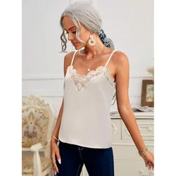 Women's Contrast Lace Loose Camisole Top Elegant Summer