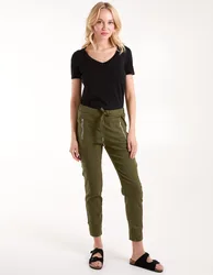 Womens Zip Drawstring Trousers - Khaki - Size X-Large