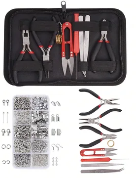 Set de Kit de iniciación de joyería de lujo, incluye pendientes, accesorios para collares, cuentas DIY, juego de alicates, adecuado para reparación - Shein - FashionsVida