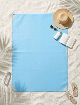 Coperta da spiaggia in rete con fissaggio - azzurro