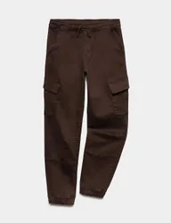 Cotton Rich Stretch Cargo Trousers (6-16 Yrs) Brown male