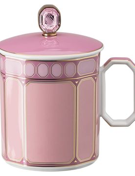 Mug con coperchio Signum, Porcellana, Rosa OS