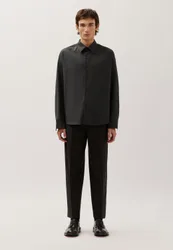 Oversized Boxy Hemd mit Wolle Schwarz XL