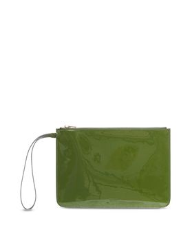 Pochette in pelle verniciata verde