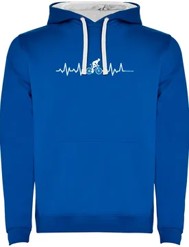 Felpa Con Cappuccio Biking Heartbeat Two-colour Royal Blue / White - Kruskis - FashionsVida