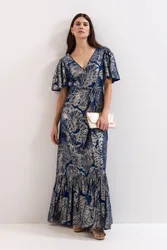 Azale Filcoupe Maxi Dress - Dark Navy - Size: 10