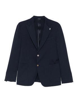 Giacca con revers a lancia in cotone blu