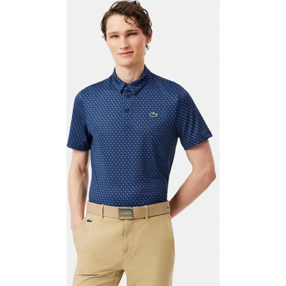Polo de hombre de golf de corte regular con estampado en marrón de manga corta - Lacoste - FashionsVida