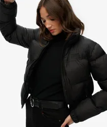 Superdry Damen Schwarze Steppjacke Black - Größe: 34