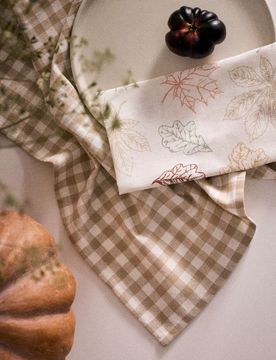 Set di strofinacci da cucina in cotone a quadri e foglie 2 pack - multicolor