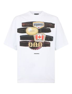 T-shirt bianco uomo stampa cinture